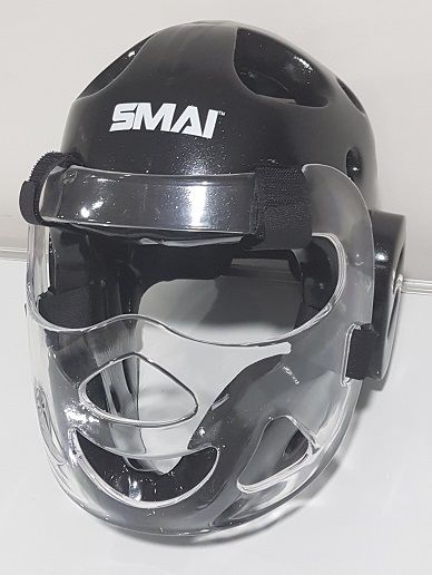 SMAI - Dipped Head Guard - Black - Detachable Clear Mask - Extra Large
