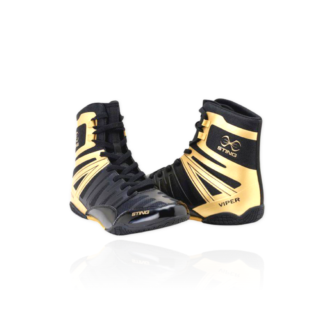 STING - Viper Boxing Shoes - Black/Gold - Size 7