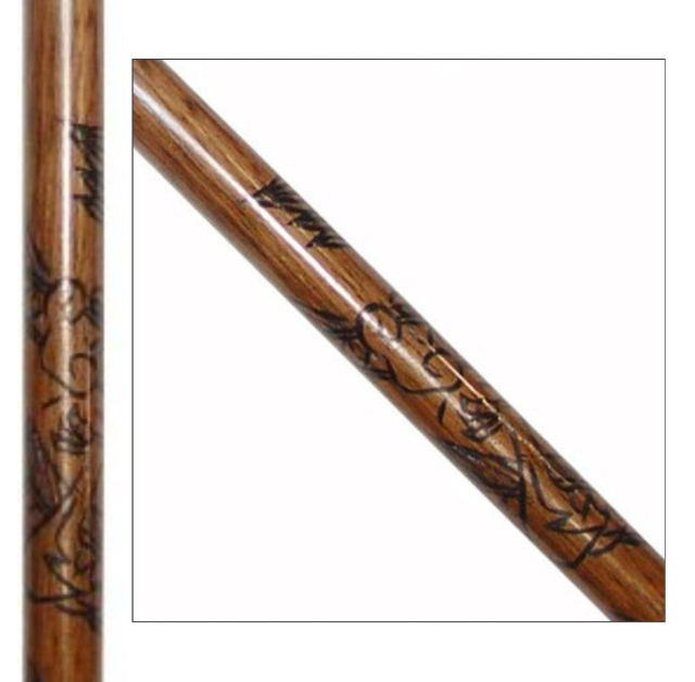 Red Oak Bo Staff with Dragon Carving - 6 Foot