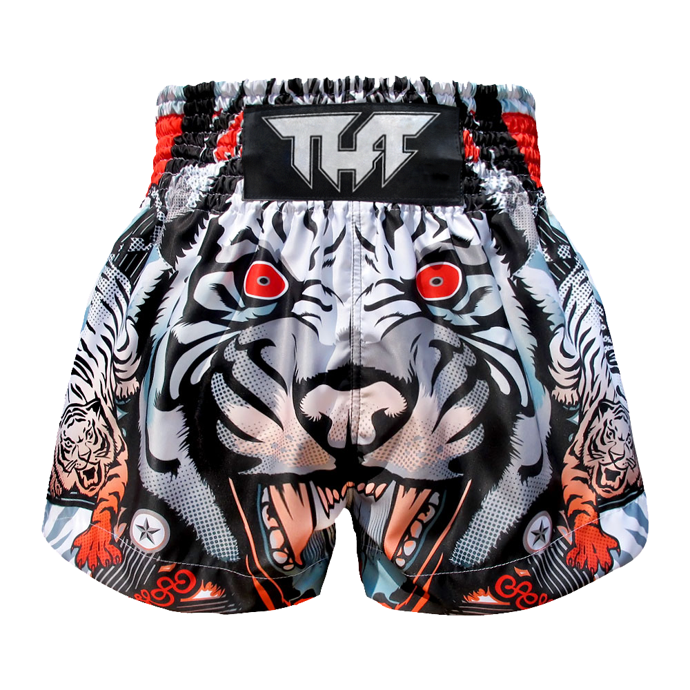 TUFF - Grey Cruel Tiger Thai Boxing Shorts - Extra Extra Small