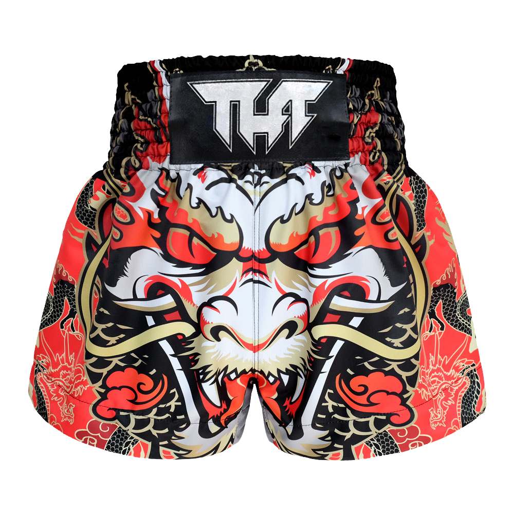 TUFF - Red Dragon King Thai Boxing Shorts - Extra Extra Small