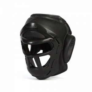 WACOKU - PU Black Head Gear/Guard - Attached Black Grill - Large