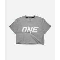 ONE Heather Grey Logo Crop Tee