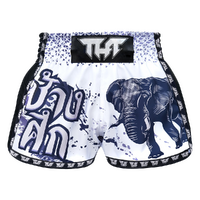 TUFF - White War Elephant Retro Muay Thai Shorts