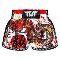 TUFF - White Chinese Dragon Retro Muay Thai Shorts