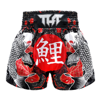 TUFF - Black Japanese Koi Fish Thai Boxing Shorts