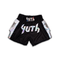 YUTH - Hologram Muay Thai Shorts - Black/Silver