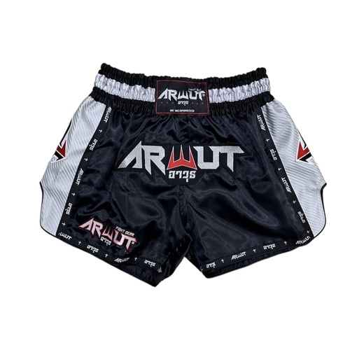 ARWUT - Carbon Edition Muay Thai Shorts - Black/Silver - Extra Small