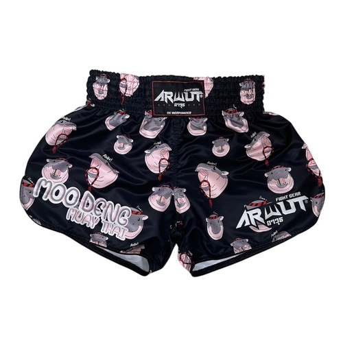 ARWUT - Moo Deng Monogram Muay Thai Shorts - Extra Extra Small