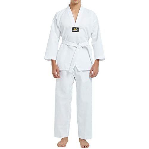 CSG - White V Ribbed Taekwondo Dobok/Uniform - Size 2/150cm