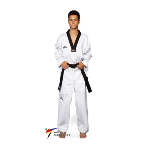 DAEDO - WT Approved Black V Ribbed Taekwondo Dobok - Size 000/110cm