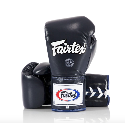FAIRTEX Professional Leather/Lace Up Fight Gloves (BGL6) - Navy/8oz