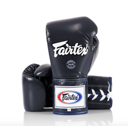 FAIRTEX - Professional Leather/Lace Up Fight Gloves (BGL6) - Navy/8oz