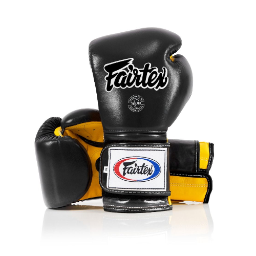 FAIRTEX - "Heavy Hitter" Mexican Style Boxing Gloves (BGV9) - Black/Yellow-12oz