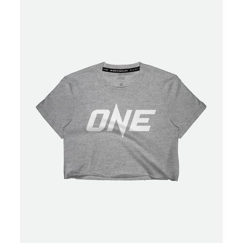 ONE Heather Grey Logo Crop Tee - Small