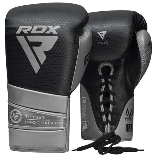 RDX - L1 Mark Pro Training Gloves - Lace Up - Silver/16oz
