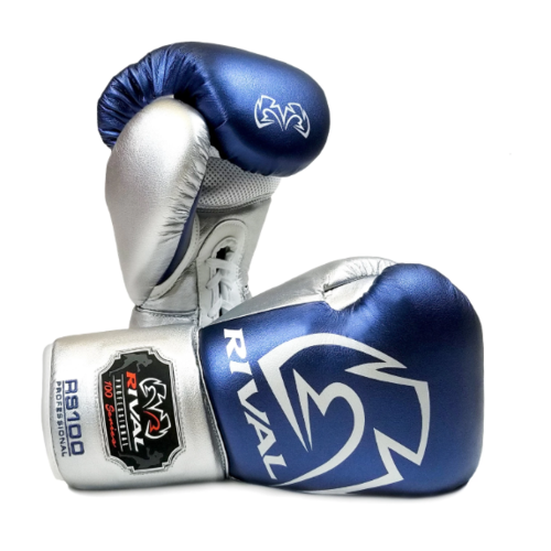 RIVAL BOXING - RS100 Professional Sparring Gloves - Blue/Silver-16oz