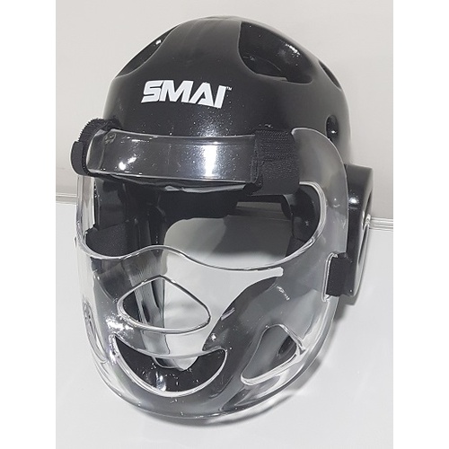 Dipped Head Guard - Black - Detachable Clear Mask