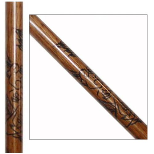 Red Oak Bo Staff with Dragon Carving - 6 Foot