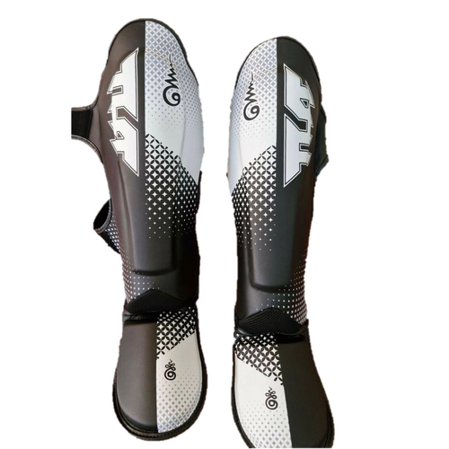 TUFF - Black/White MMA Shin Guards - Small