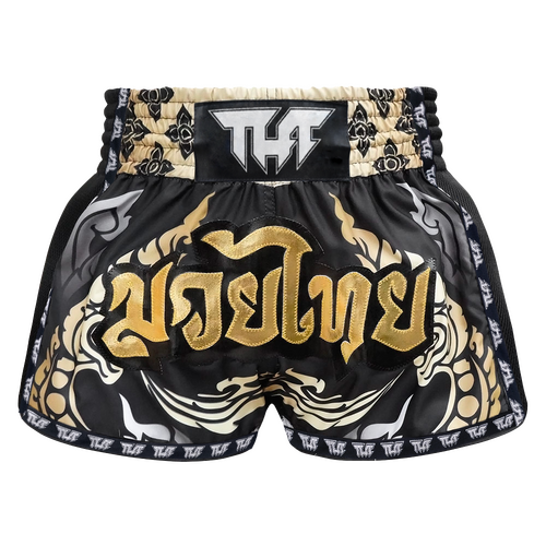 TUFF - King of Naga Black Retro Muay Thai Shorts - Small