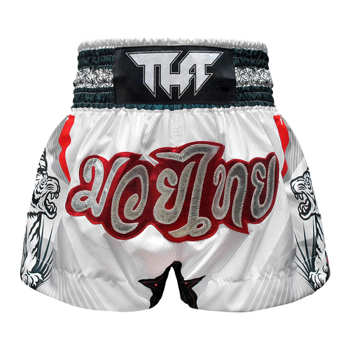 TUFF - White Double Tiger Thai Boxing Shorts - Small
