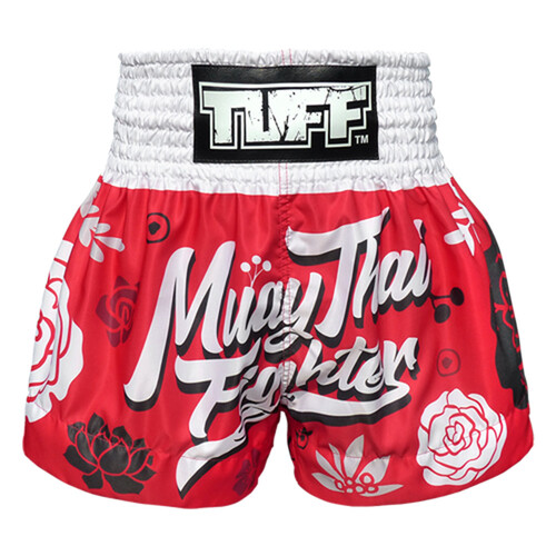TUFF - Red 'Muay Thai Fighter' Thai Boxing Shorts - Extra Extra Small