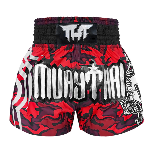 TUFF - Red Camouflage Thai Boxing Shorts - Extra Extra Small