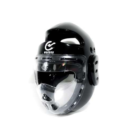 WACOKU - Dipped Head Gear/Guard - Fixed Clear Face Shield - Black/Large