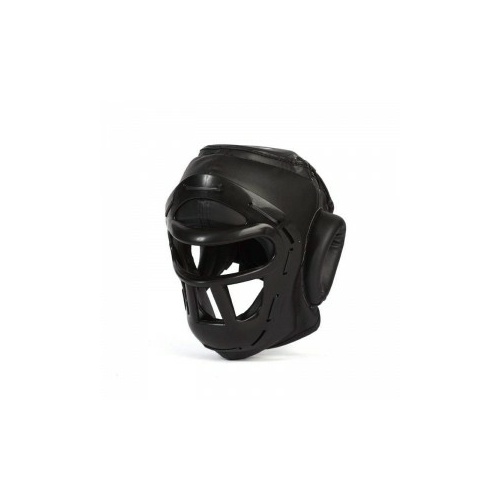 WACOKU - PU Black Head Gear/Guard - Attached Black Grill - Large