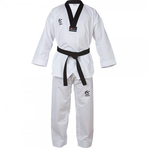 Black V Ribbed TaeKwondo Dobok/Uniform - WT Approved 