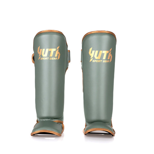 YUTH - Gold Line Shin Guards - Army Green/Gold - Small